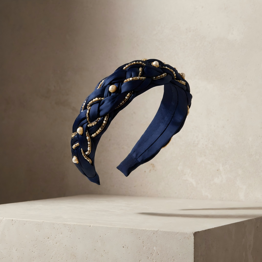 Midnight Pearl Weave Headband
