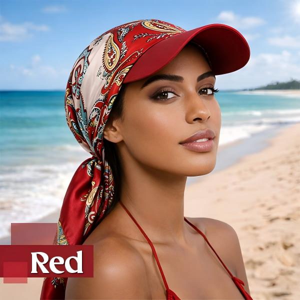 Patterned Satin Sun Visor Scarf Baseball Cap