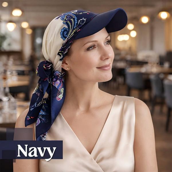 Patterned Satin Sun Visor Scarf Baseball Cap
