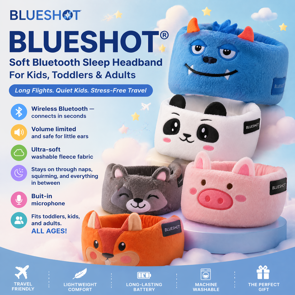 💎Nectavira® 👶🏻 Soft Bluetooth Sleep Headband For Kids, Toddlers & Adults Long Flights. Quiet Kids. Stress-Free Travel.